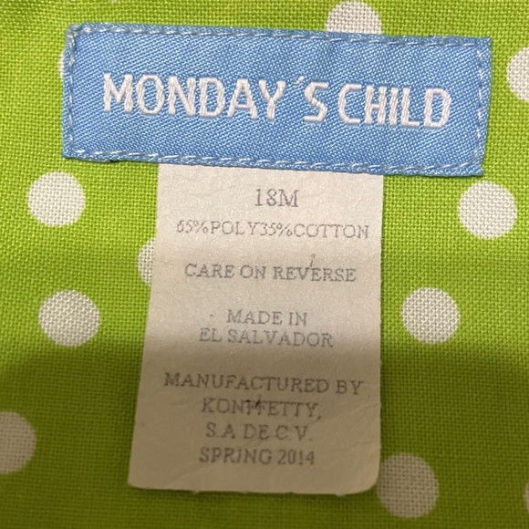 Green Polka Dot Baby Romper with Orange fish  “FISH APPLIQUÉ BUBBLE” - Picture 3 of 3